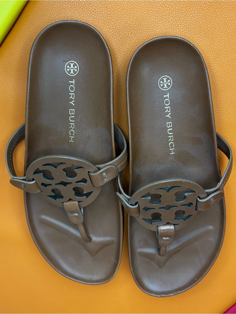 Tory‎ Burch Miller Cloud Sandals Bourbon Miele Women’s Size 10